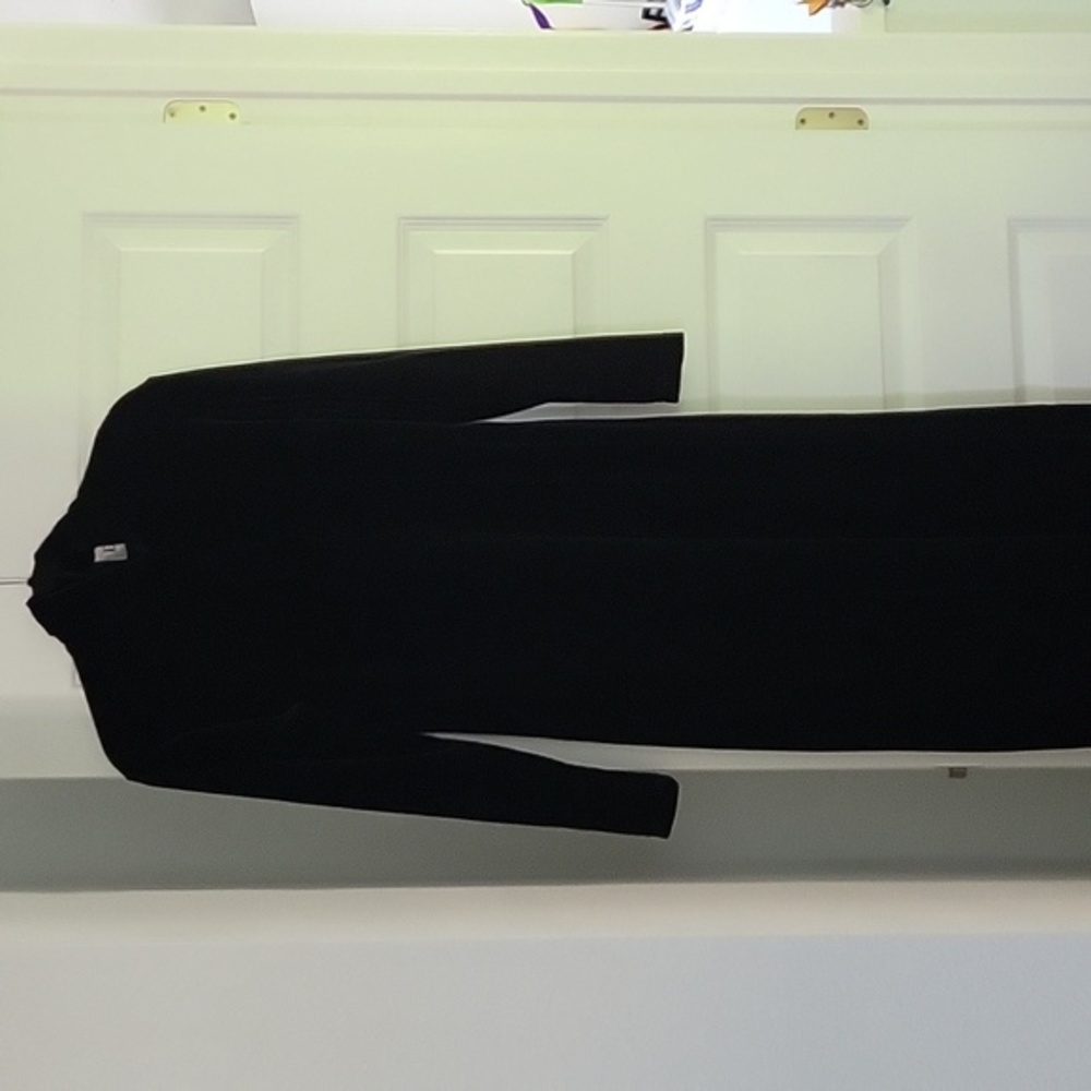 Black long sleeve collared maxi dress